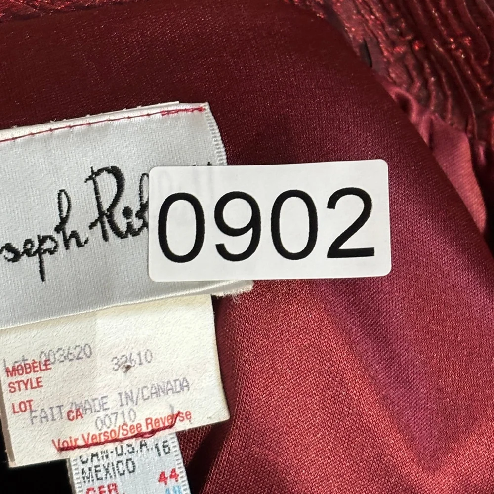 Vintage Joseph Ribkoff Red Textured Jacket Women’s Size 16 Zipper Closure